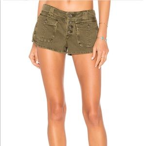 Cora button front shorts army green